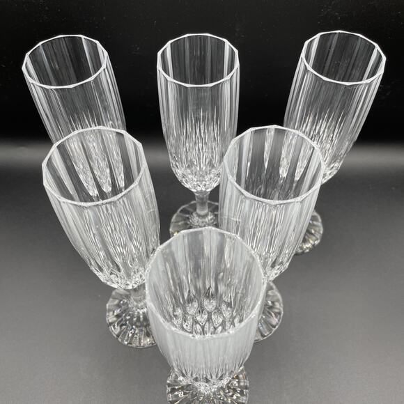 6 Vintage Cristal D'Arques - Durand Bretagne Fluted Champagne - 8 1/4" - Picture 3 of 9